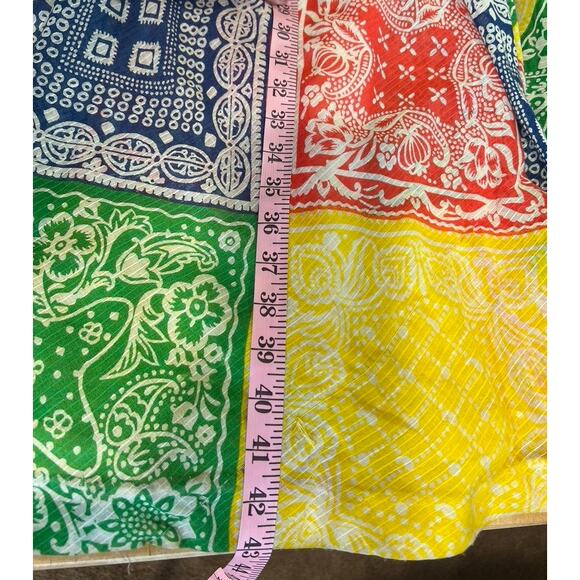 Retro 70s Malbe Maxi Skirt Vtg Sz 7 Bandana Print Red Green Primary Boho Hippy - Picture 11 of 14